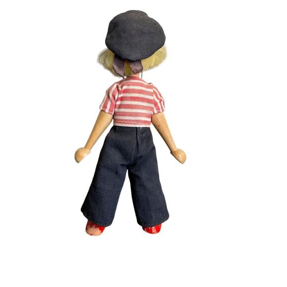 Polish Wooden Peg Doll Vintage 1940-1950’s Sailor Theme 7” tall - Picture 2 of 8